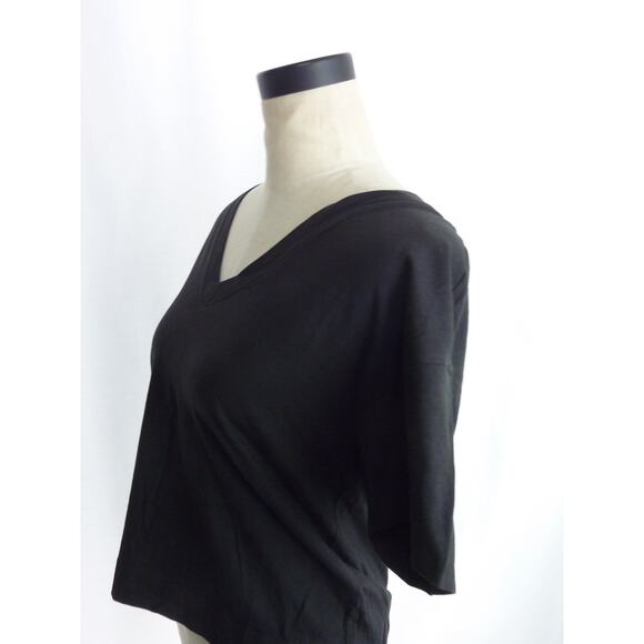 NWT Everlane Boxy Organic Cotton VNeck Short Sleeve T-Shirt in Black XS Tee Top - Picture 4 of 7